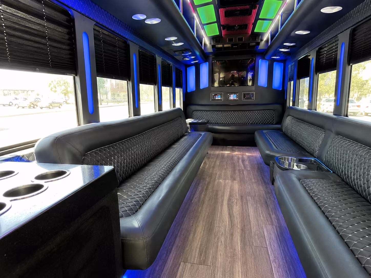 glendora 15 passenger party bus inside