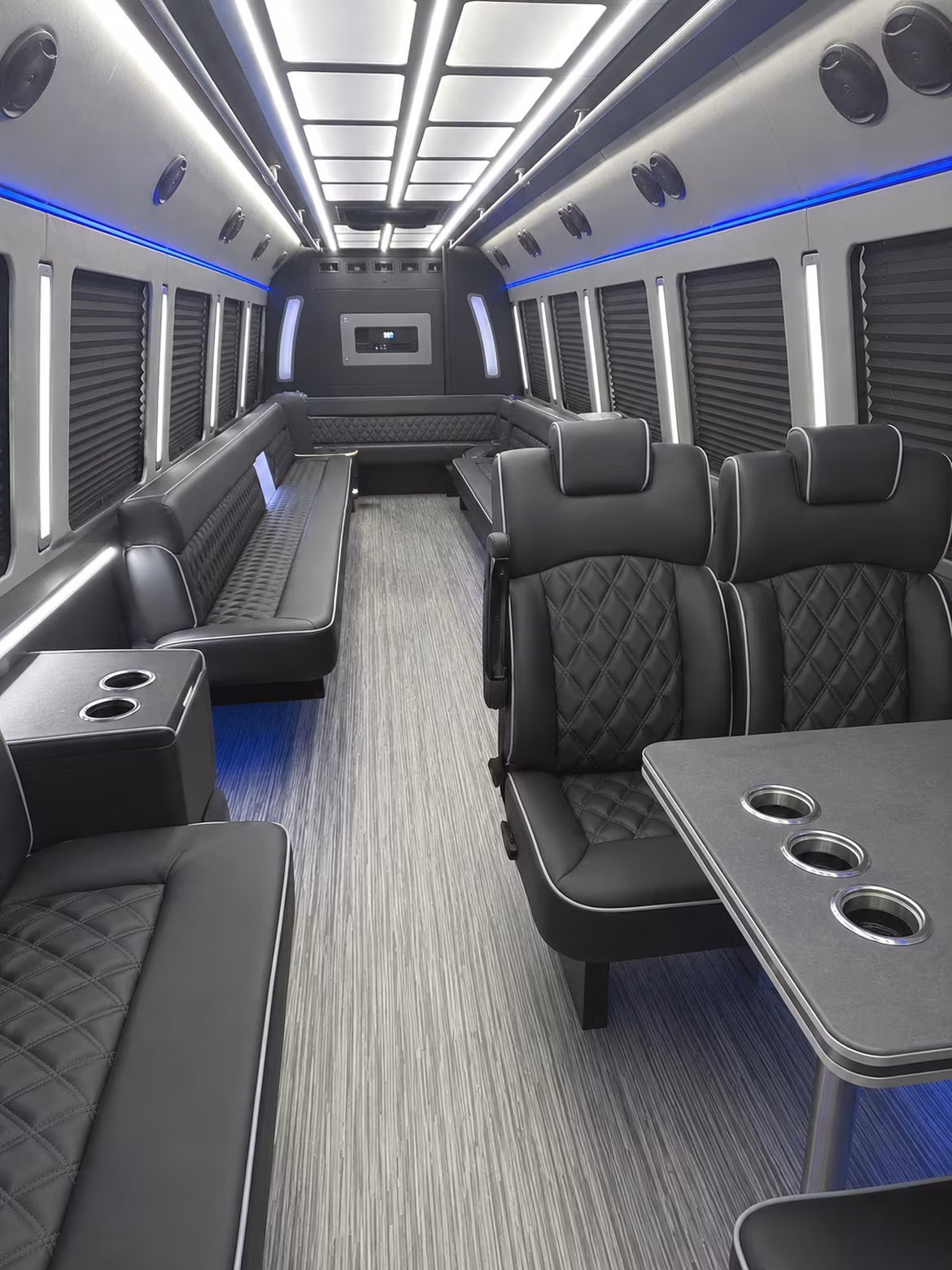glendora 25 passenger party bus inside