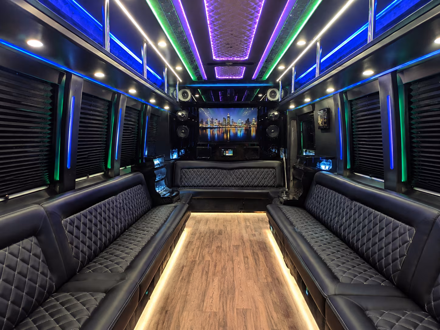 glendora 25 passenger party bus interior