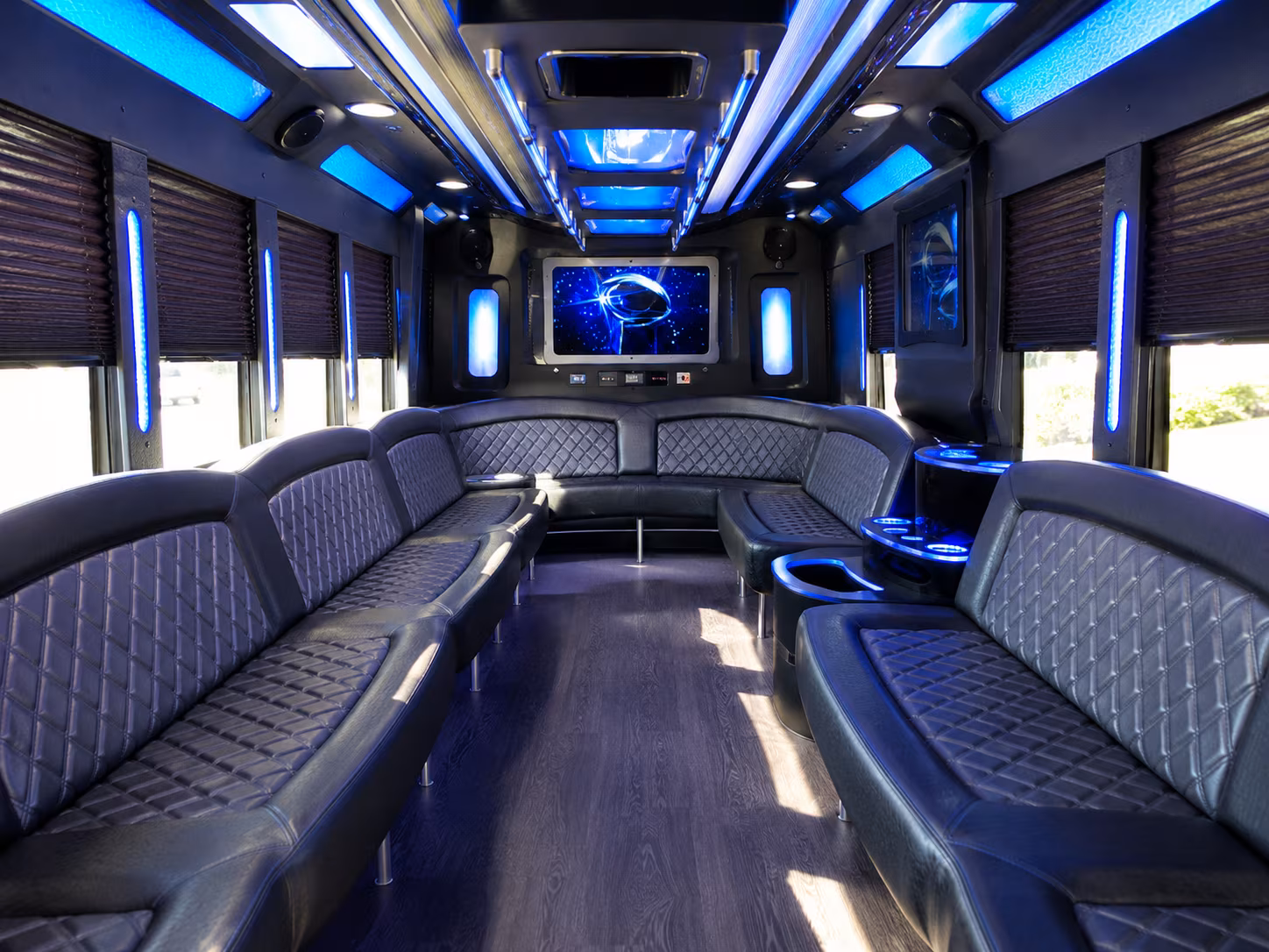 glendora 28 passenger party bus inside