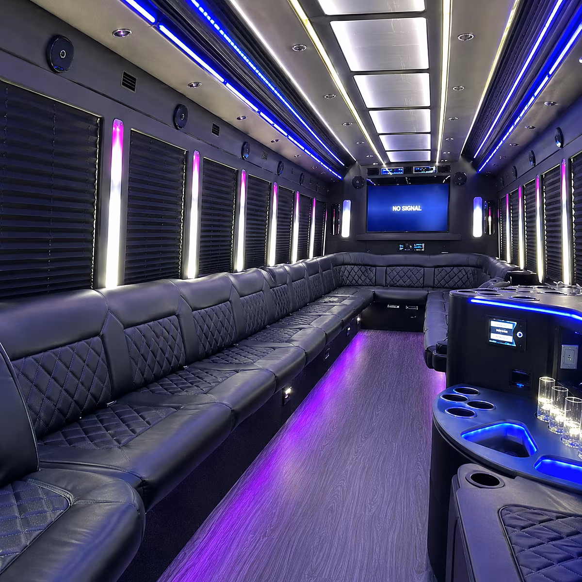 glendora 30 passenger party bus inside